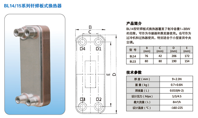 钎焊板式换热器尺寸